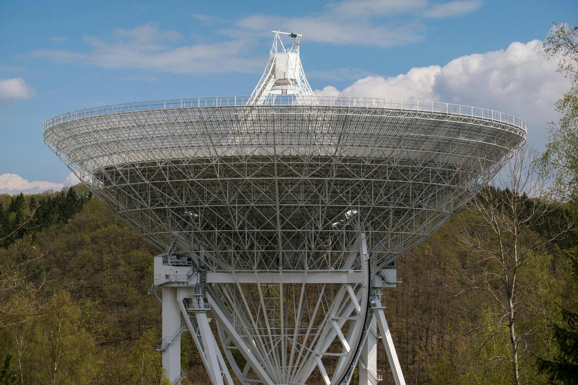 View of Communications Tower Against Cloudy Sky