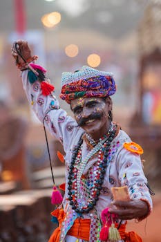 在传统节日里，色彩缤纷的印度舞者在户外庆祝