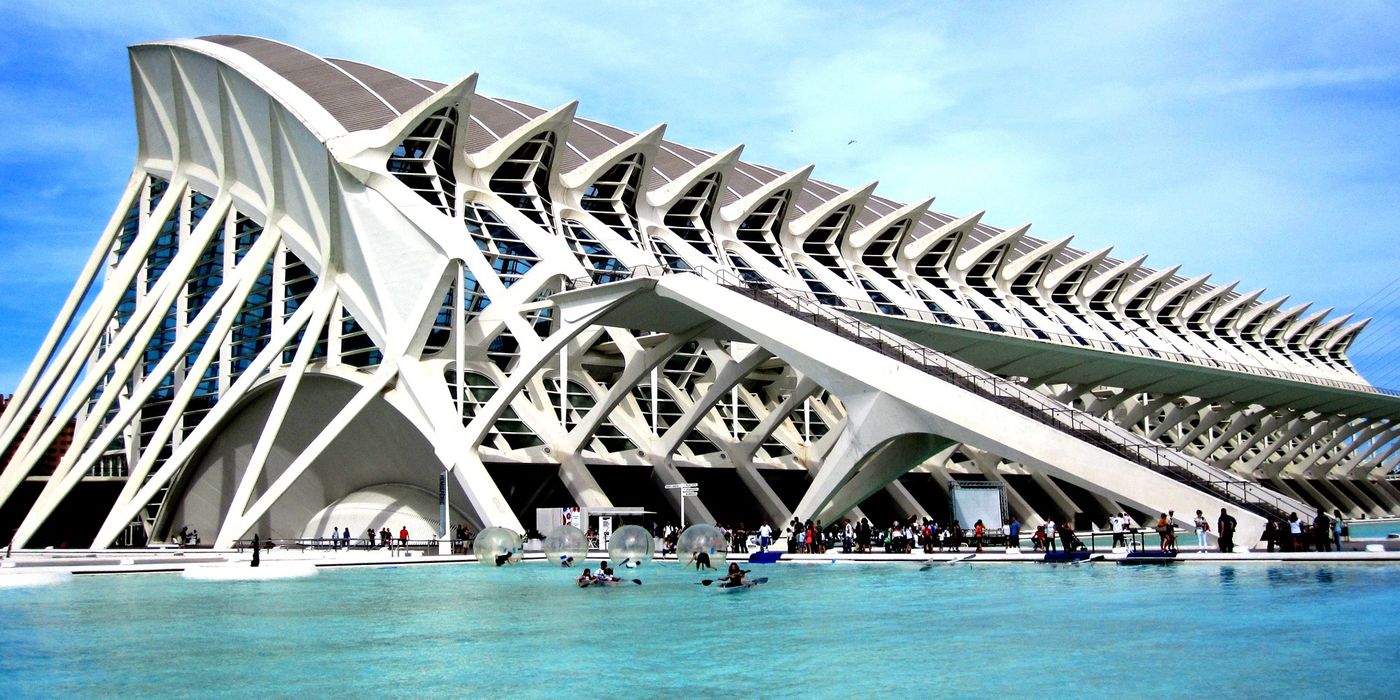 The City of Arts and Sciences in Valencia, Spain at dusk
