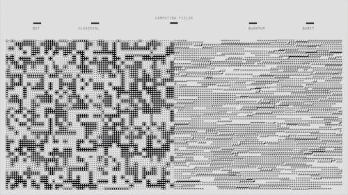 Free Abstract design showcasing computing fields with geometric and binary patterns in black and white. Stock Photo