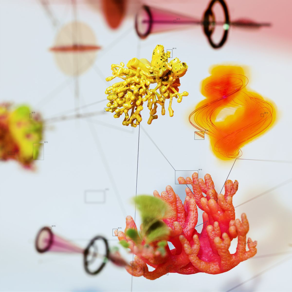 Colorful abstract AI-generated shapes representing the Higgsfield AI design tool included in the VIP upgrade