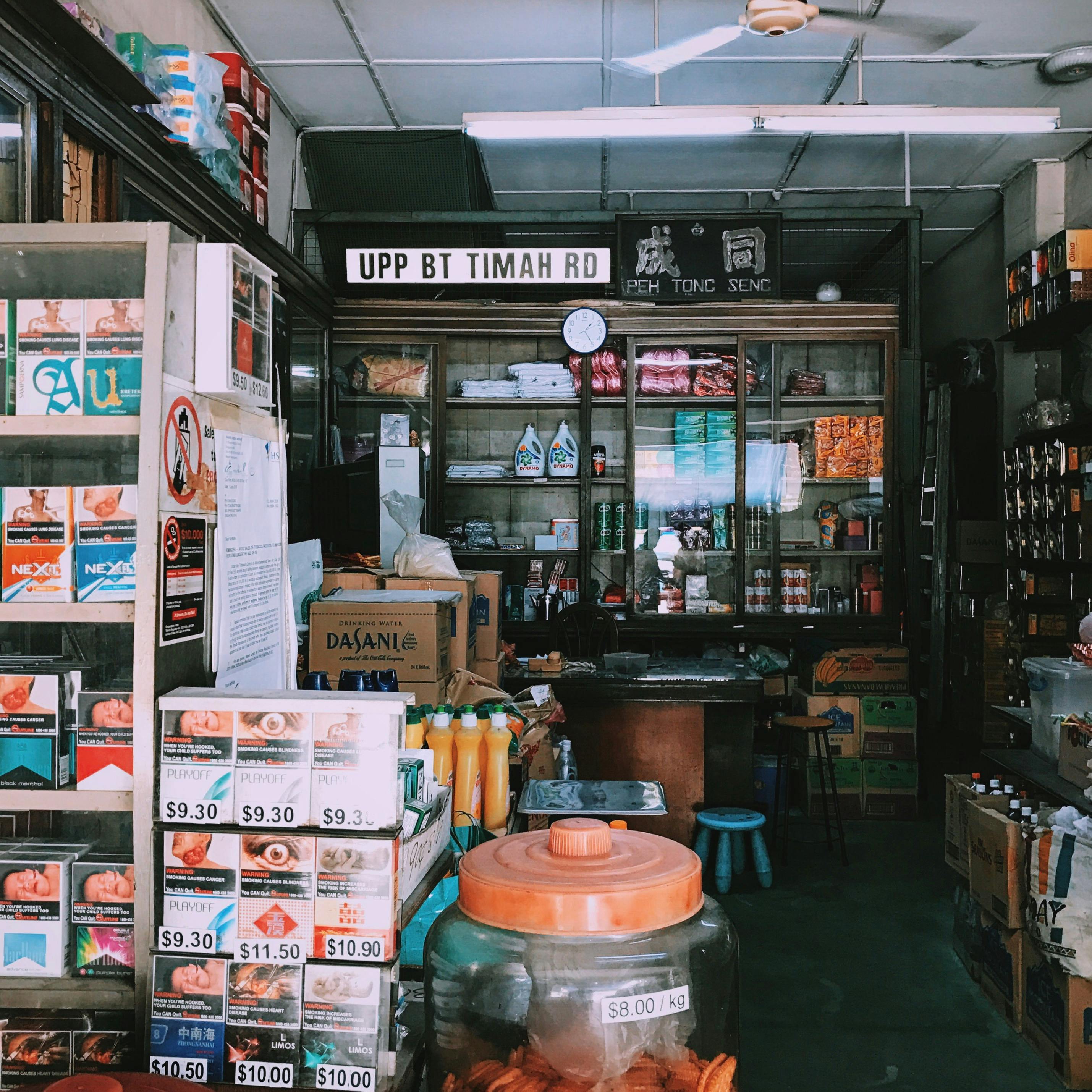 boxes near display counter