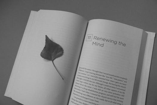 An opened book with the chapter title reading Renewing the mind to signify inspiration in guest blogging opportunities