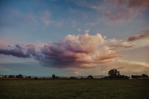 бесплатная Драматические облака над полем Стоковое фото