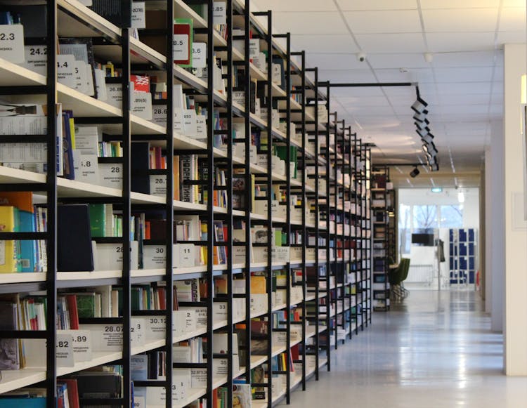 Stack Of Books In Shelf