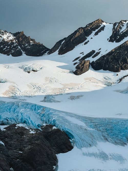 Free Breathtaking view of snow-capped mountains and glaciers in Patagonia, Chile. Stock Photo