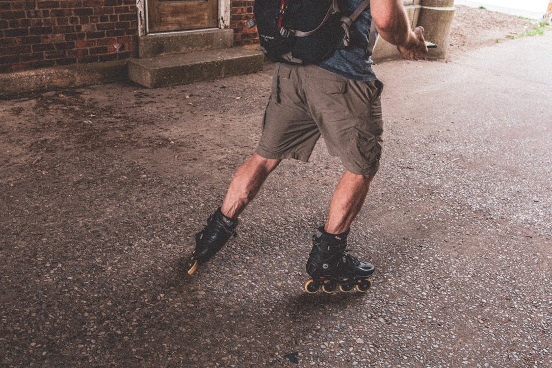 Free Man Wearing Inline Skates Stock Photo