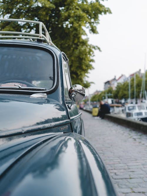 Close-Up Photo of Blue Car