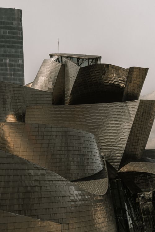 Free Close-up of Guggenheim Museum's striking modern architecture. Stock Photo
