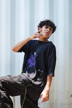 Stylish portrait of a young man in urban fashion, captured in Puebla, Mexico.