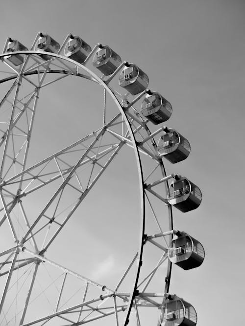 Free Ferris Wheel Cabs in Black and White Stock Photo