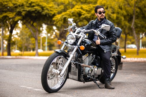 Free Photo of Man Riding Motorcycle Stock Photo