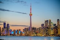 CN Tower and Toronto Cityscape at Sunset