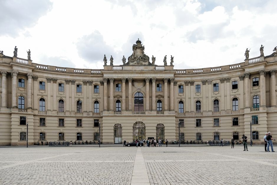 Elegant facade of Humboldt University's library in Berlin, showcasing neoclassical architecture. Elegant facade of Humboldt University's library in Berlin, showcasing neoclassical architecture.