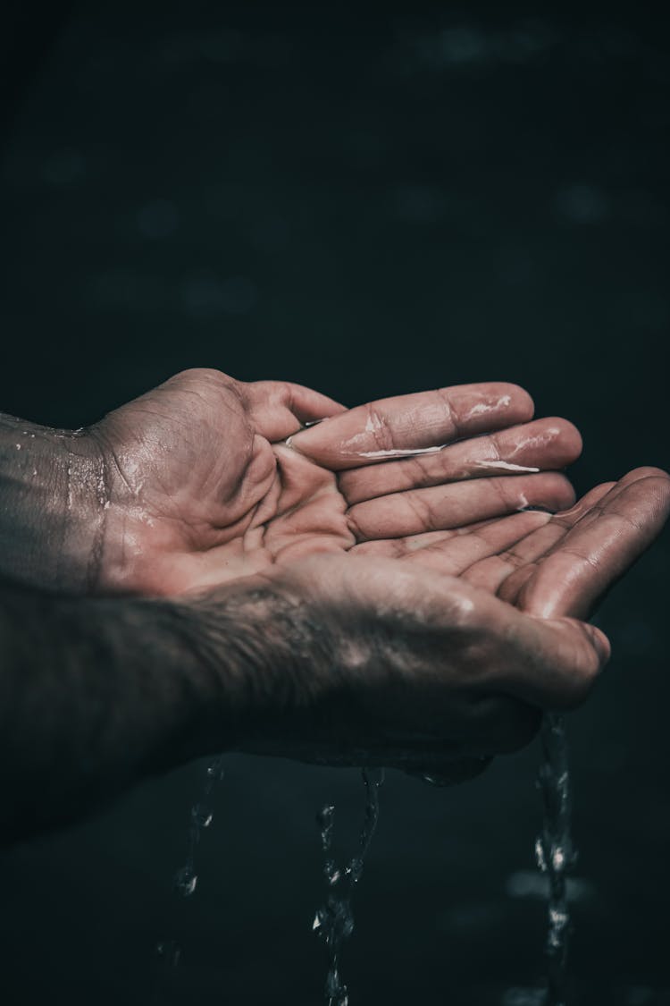 Person Holding Water In Cupped Hands