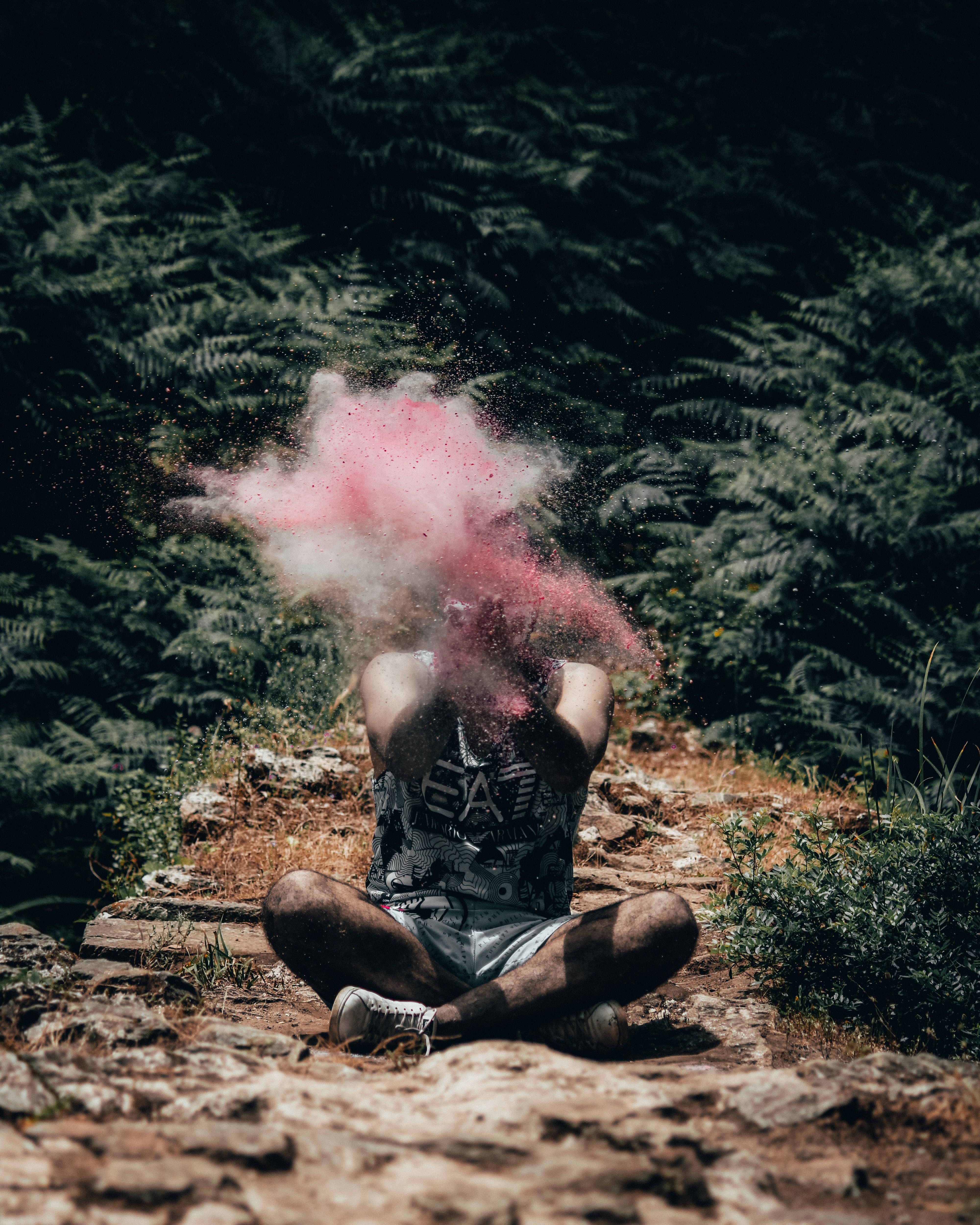 woman-holding-blue-smoke-flare-free-stock-photo