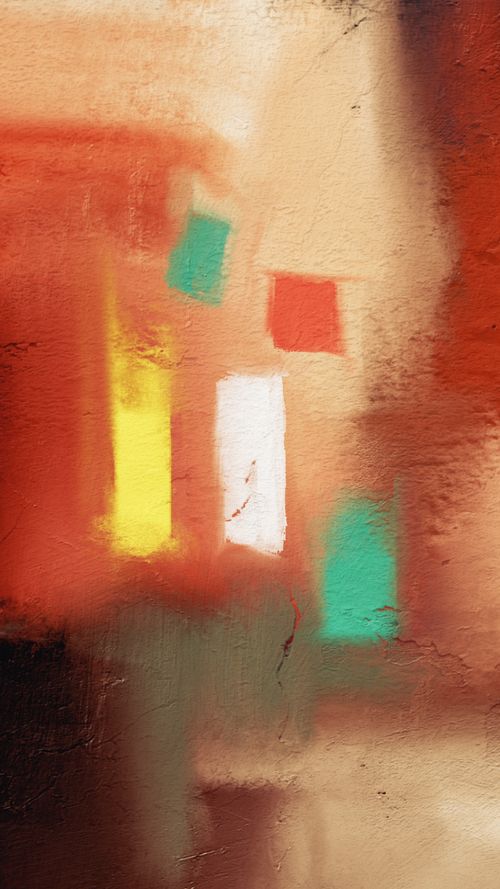 Free Vibrant abstract painting featuring geometric shapes and bold colors on canvas. Stock Photo