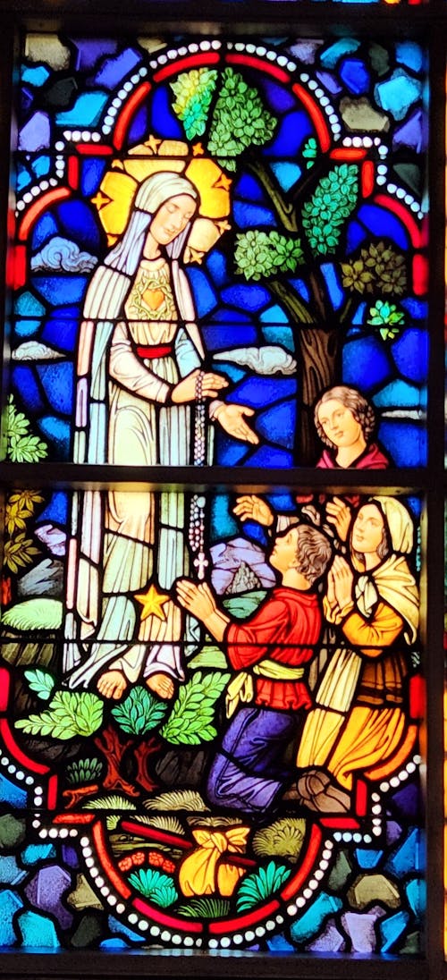 Our Lady of Fatima Stained Glass Window - Our Lady of Mount Carmel Church