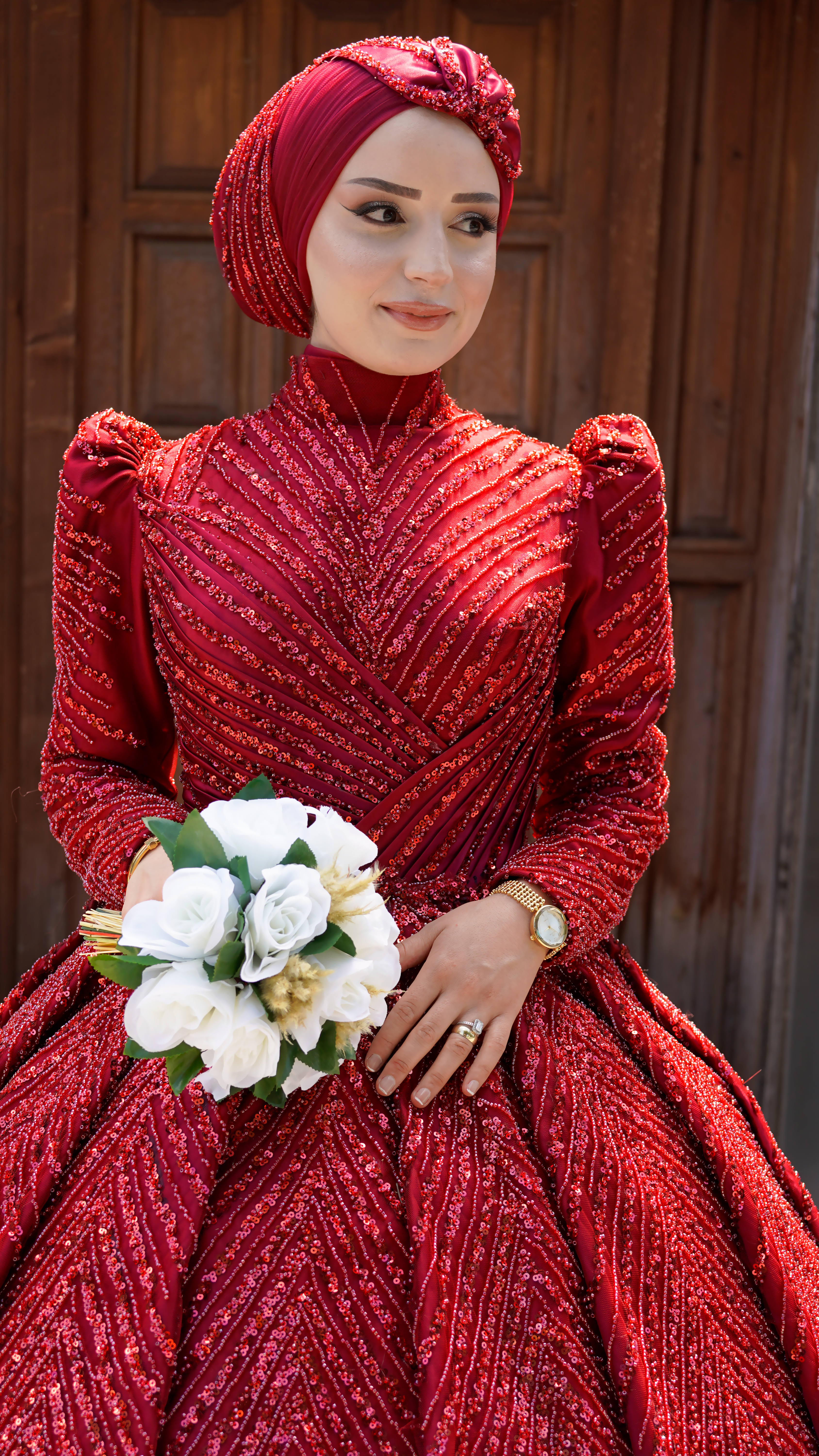 Woman in Traditional Red Wedding Dress · Free Stock Photo