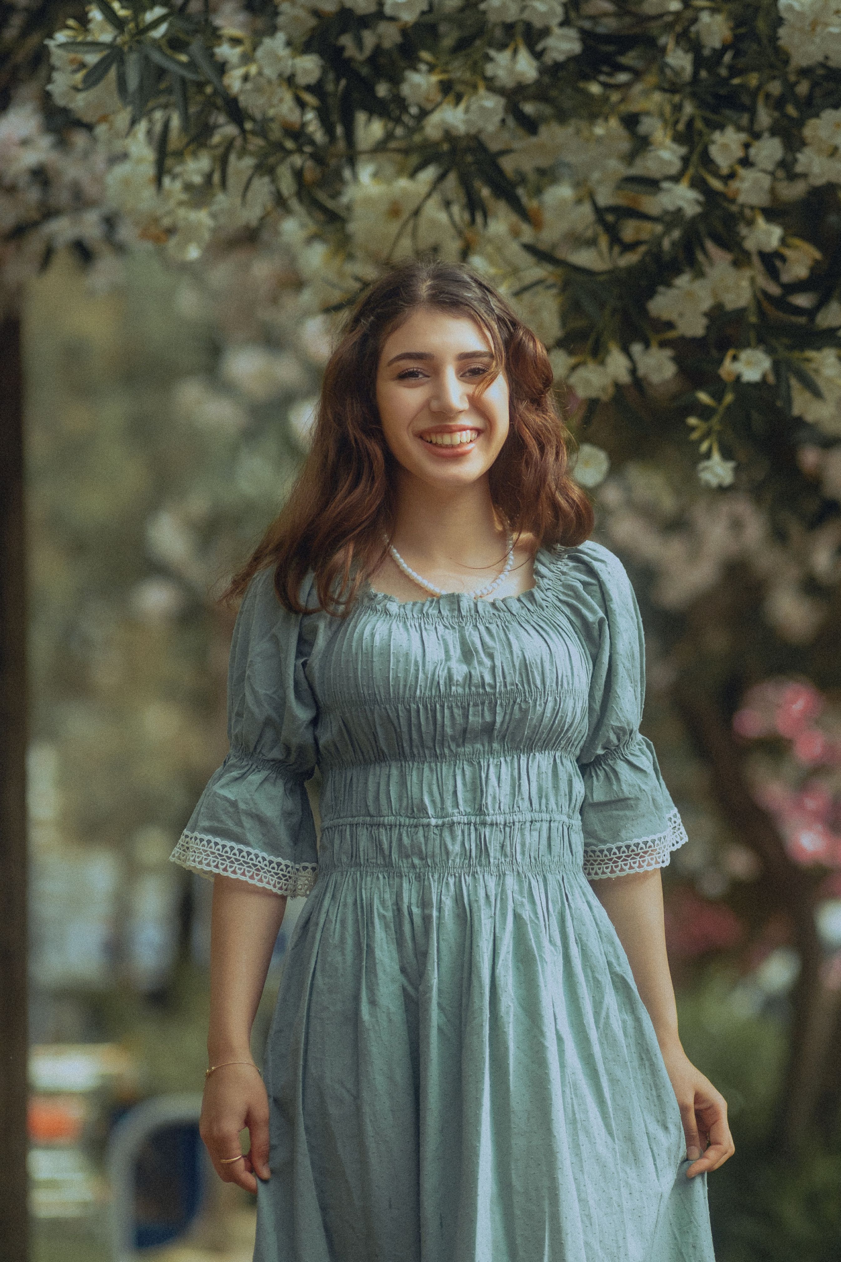 Smiling Model in Blue Dress · Free Stock Photo