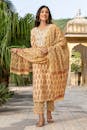 Beige and yellow printed cotton suit