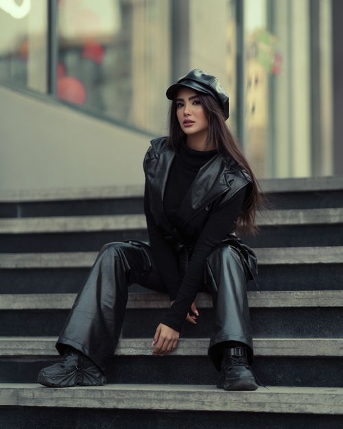 All-black leather holiday party look