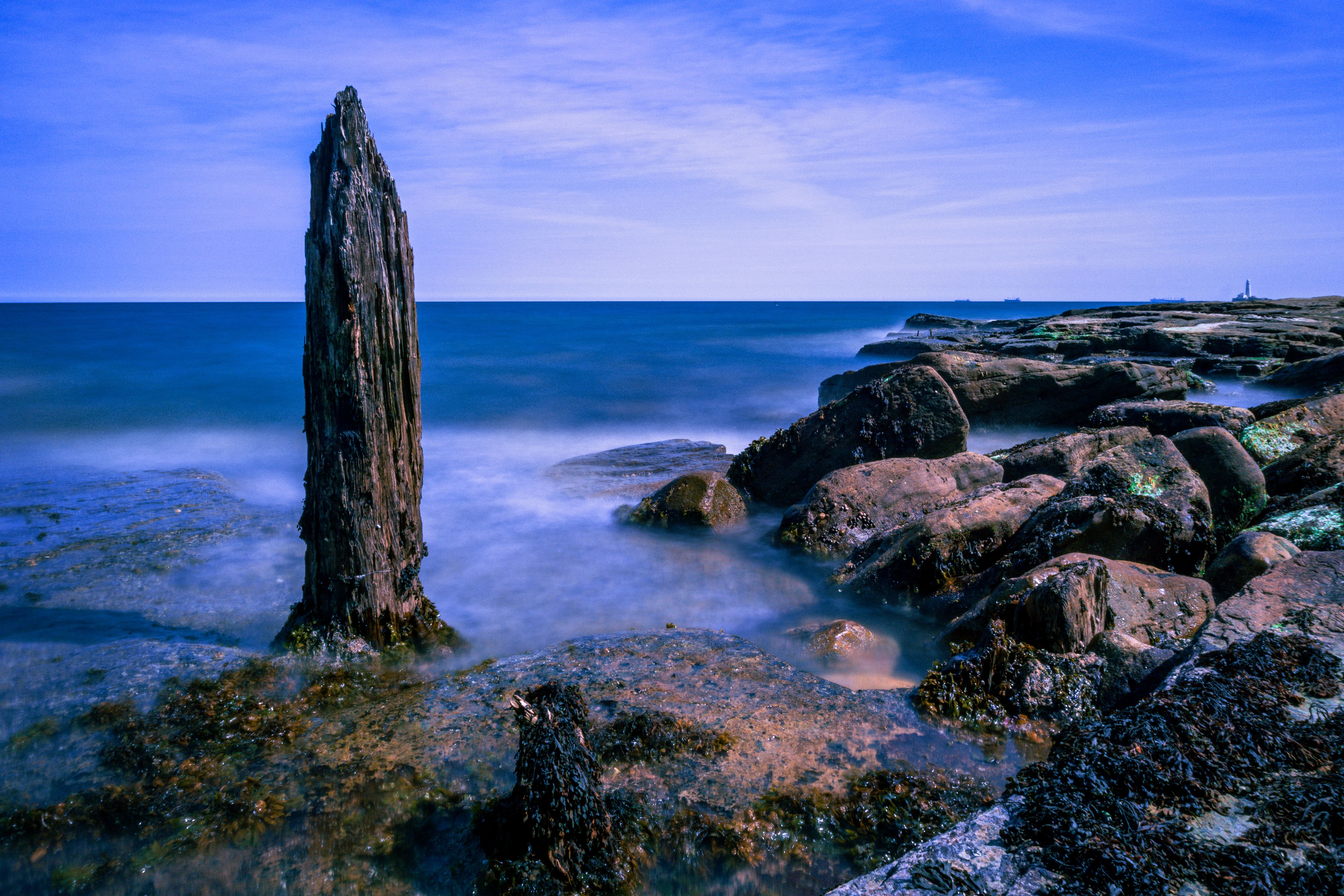 View of a Sea Stack and a Rocky Shore at Sunset · Free Stock Photo