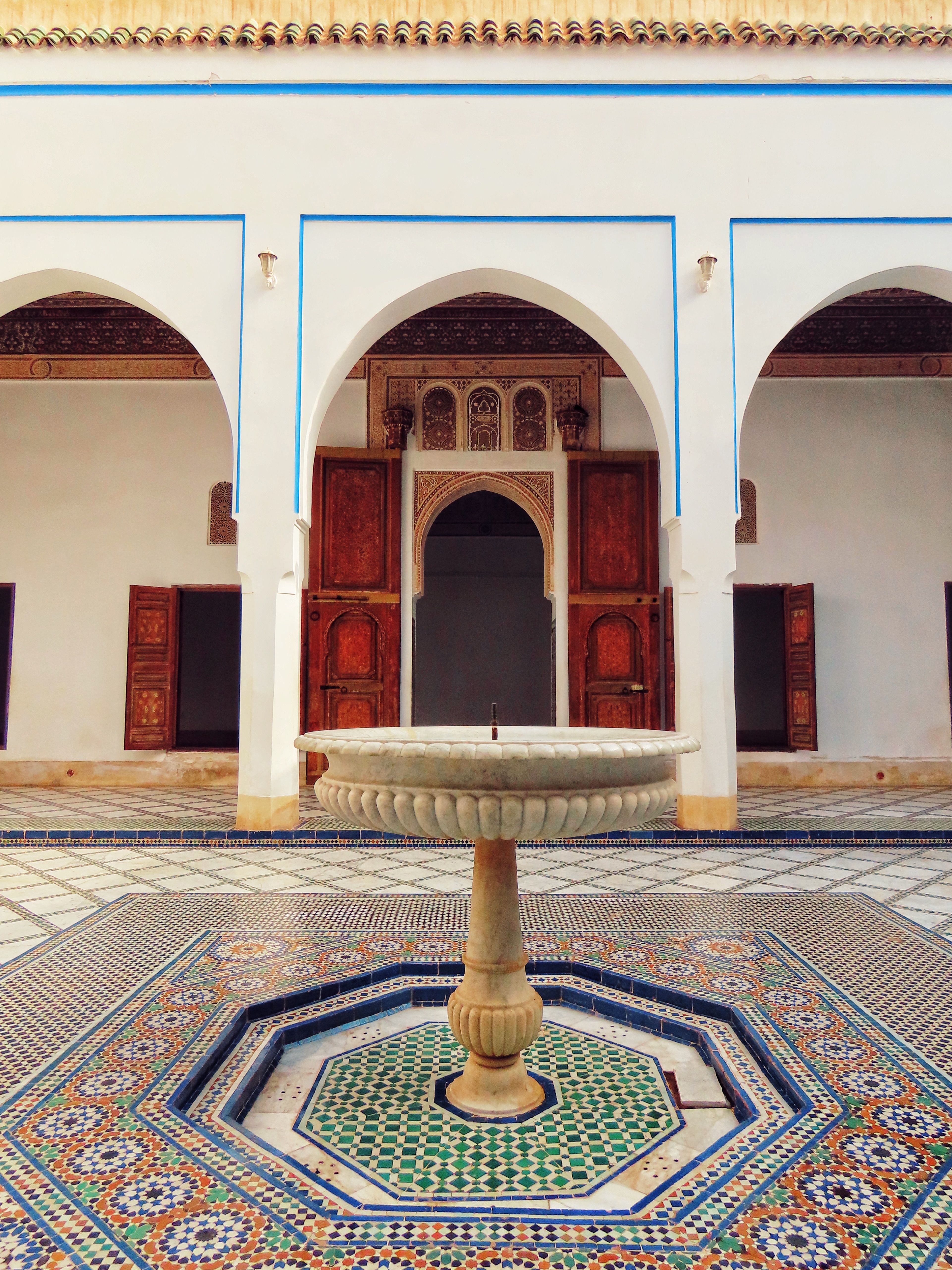 Traditional courtyard architecture at Bahia Palace in Marrakech