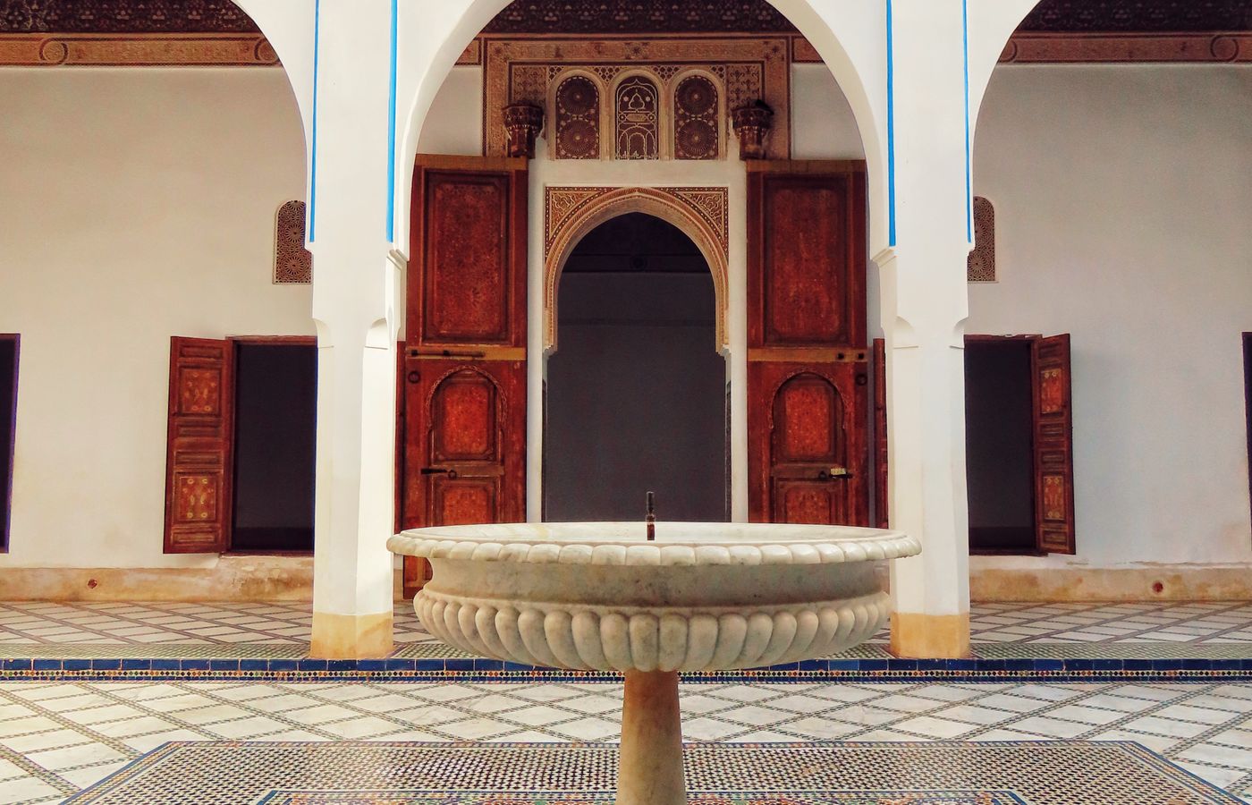 Traditional courtyard architecture at Bahia Palace in Marrakech