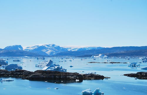 Icy Mountain and Ocean Scenery