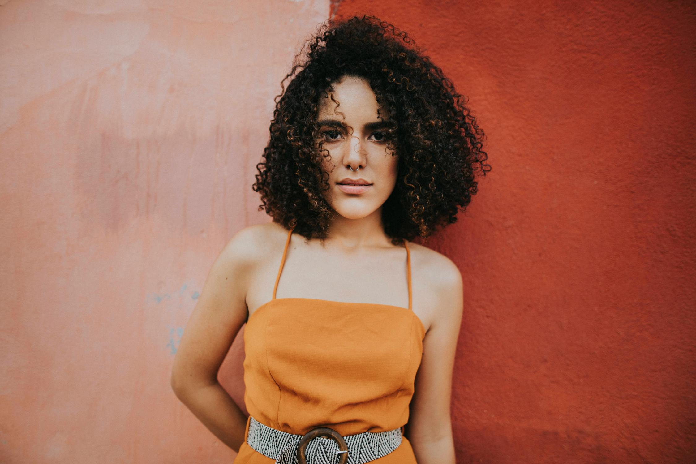 woman with tight curly hair