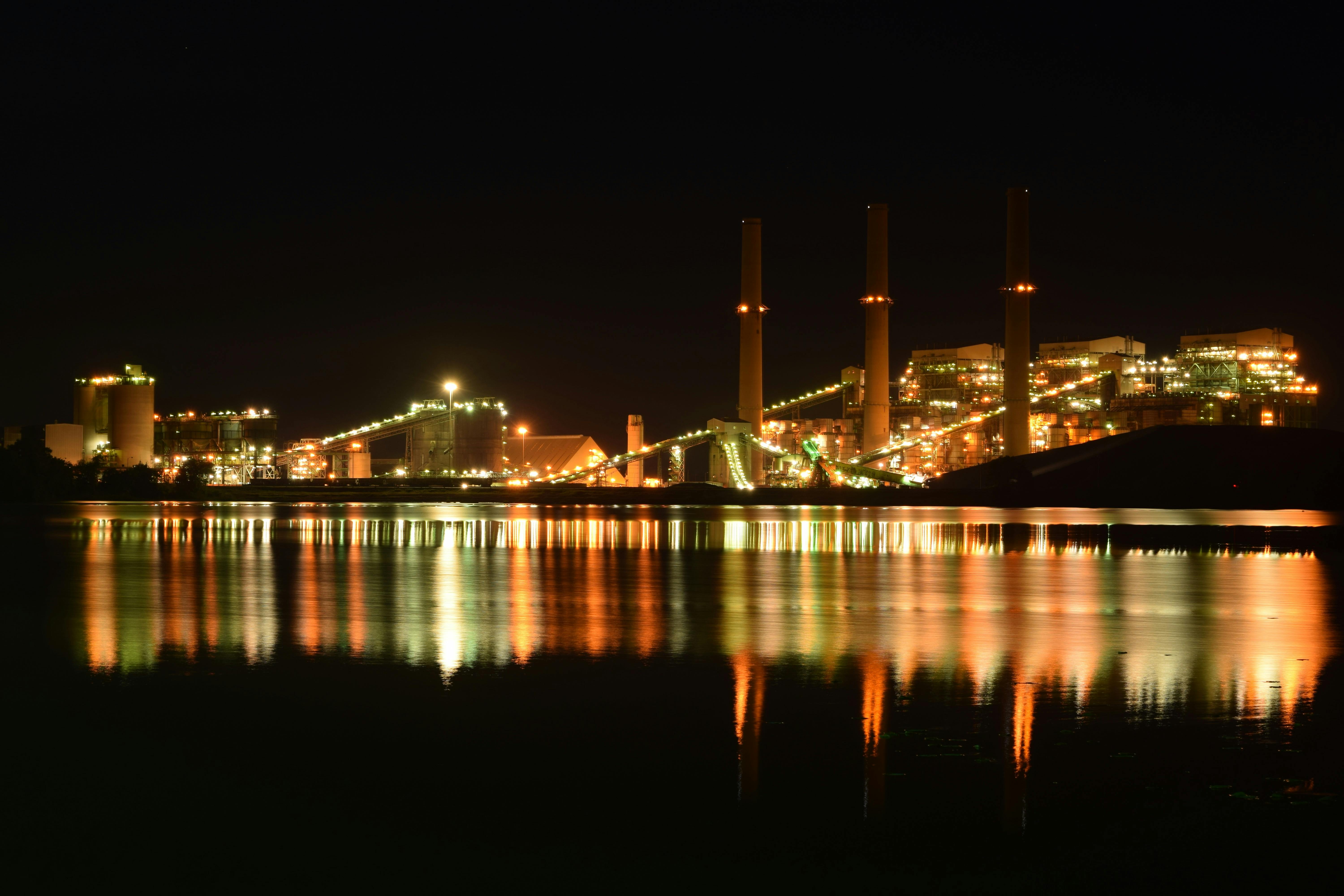 illuminated city at night