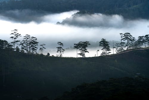 多雲的天空下山的風景