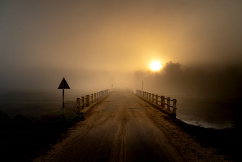 Foto Der Fahrbahn Während Der Morgendämmerung