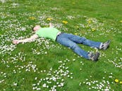 High Angle View of Lying Down on Grass