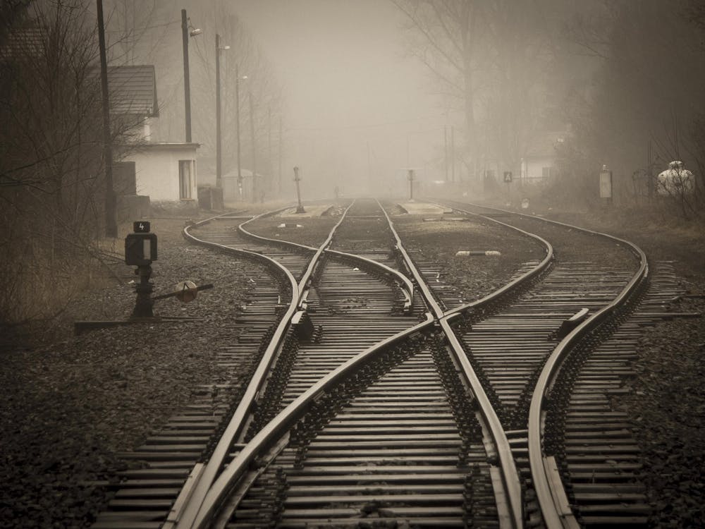 Railroad Tracks in City