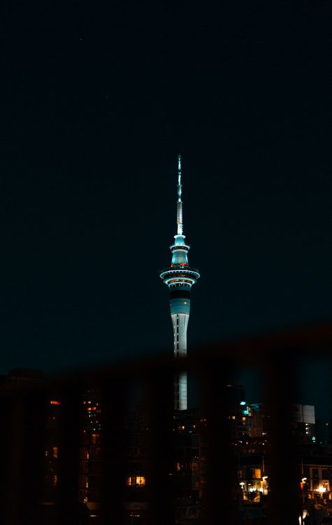 Sky Tower At Night Free Stock Photo sky-tower-at-night-free-stock-photo