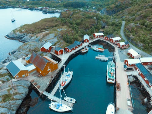 Aerial View of Boats on Dock