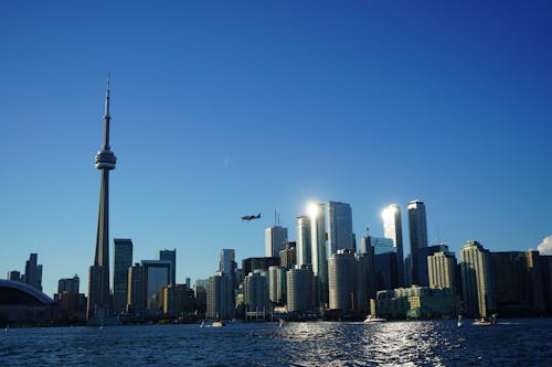 CN 타워, 도시 풍경, 비행기의 무료 스톡 사진