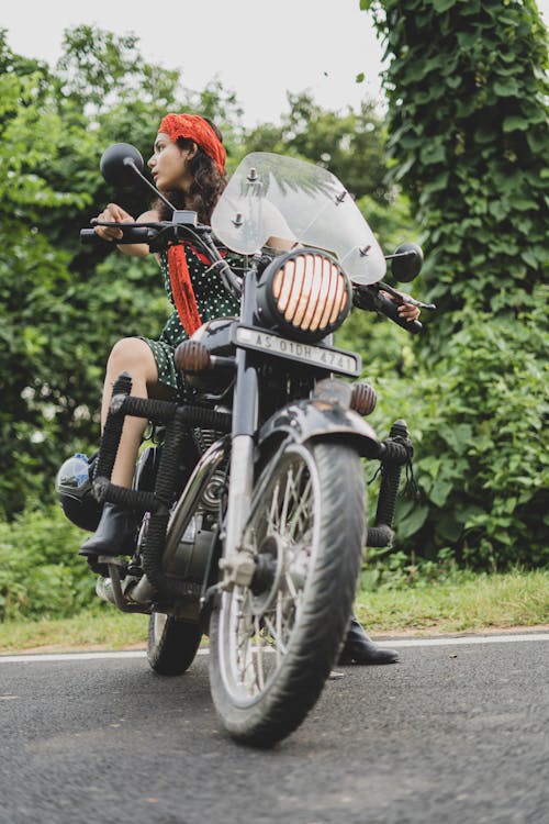 Free Photo of Woman Riding Motorcycle Stock Photo