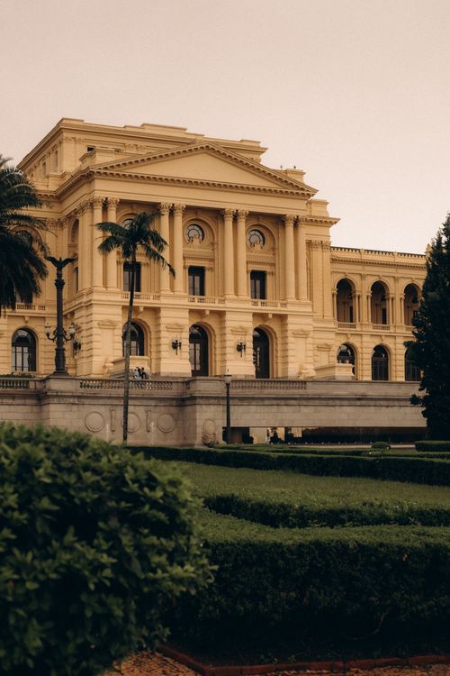 Free Beautiful view of the Ipiranga Museum and lush garden in São Paulo, Brazil. Stock Photo