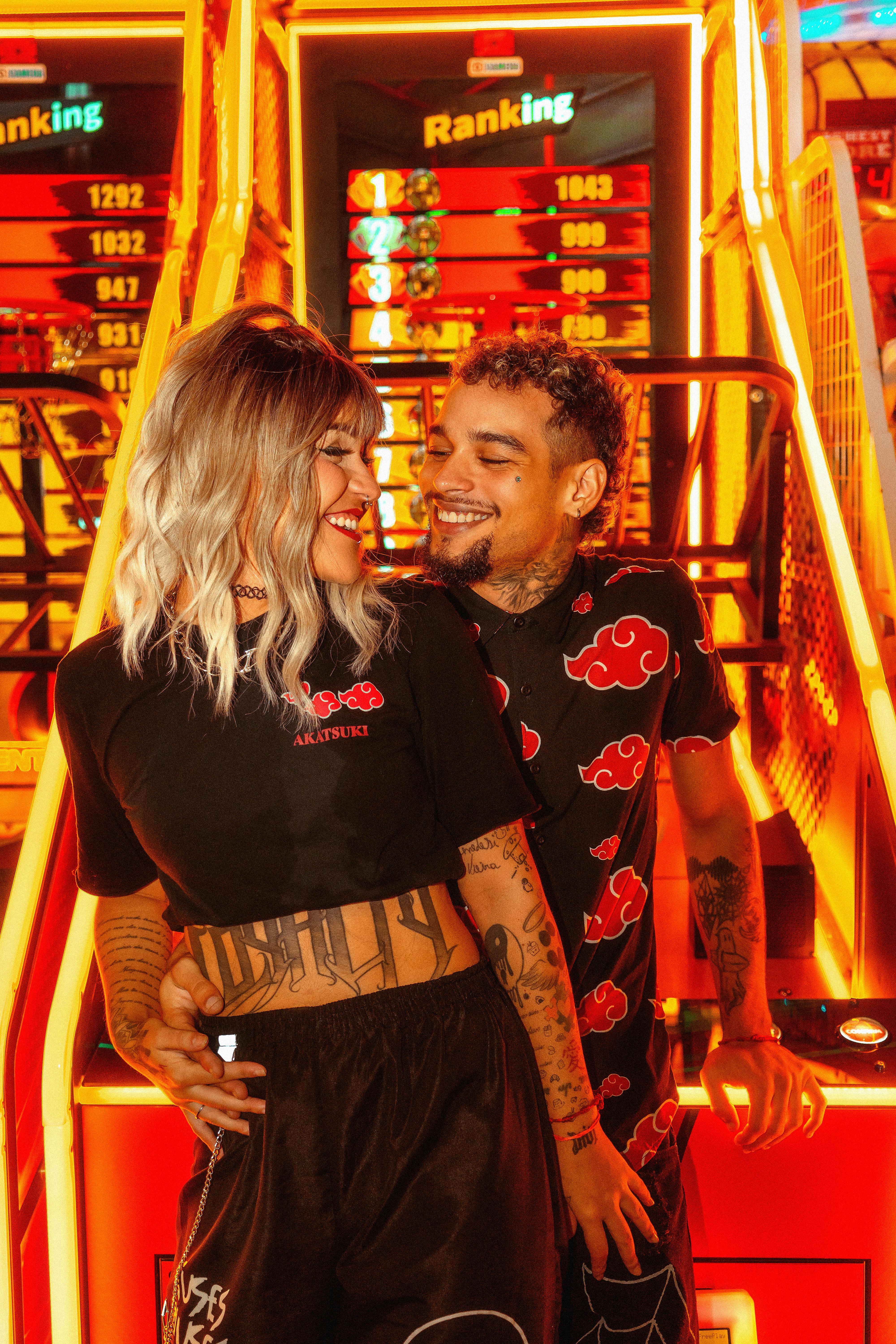 young couple posing in a casino