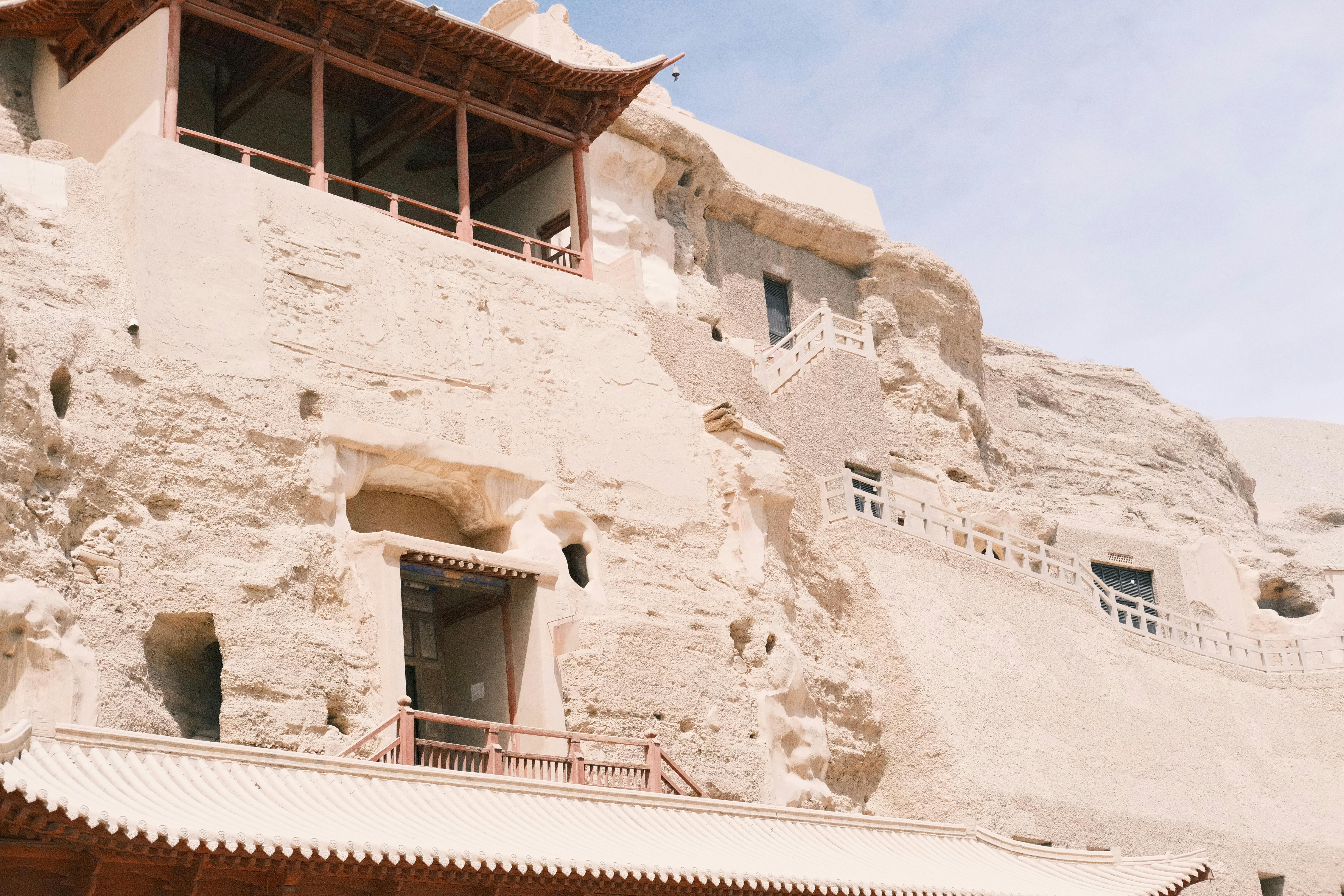 view of the mogao caves dunhuang china