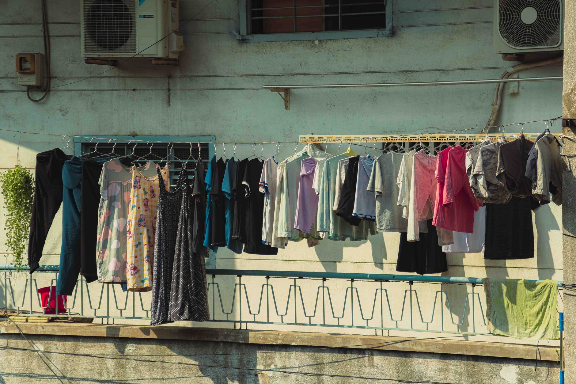 dress shirts hanging air dry