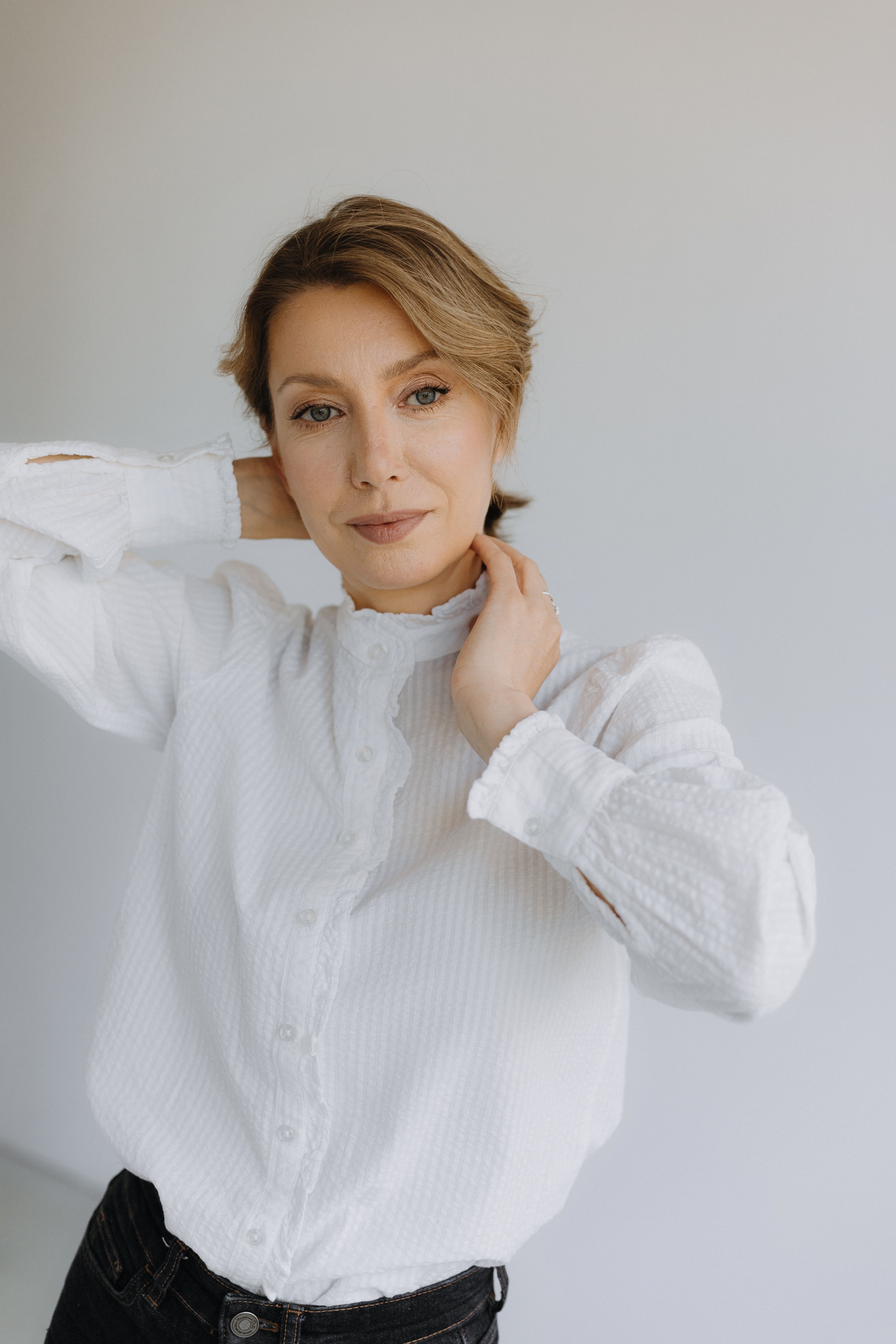 Portrait of Woman Wearing White Shirt · Free Stock Photo
