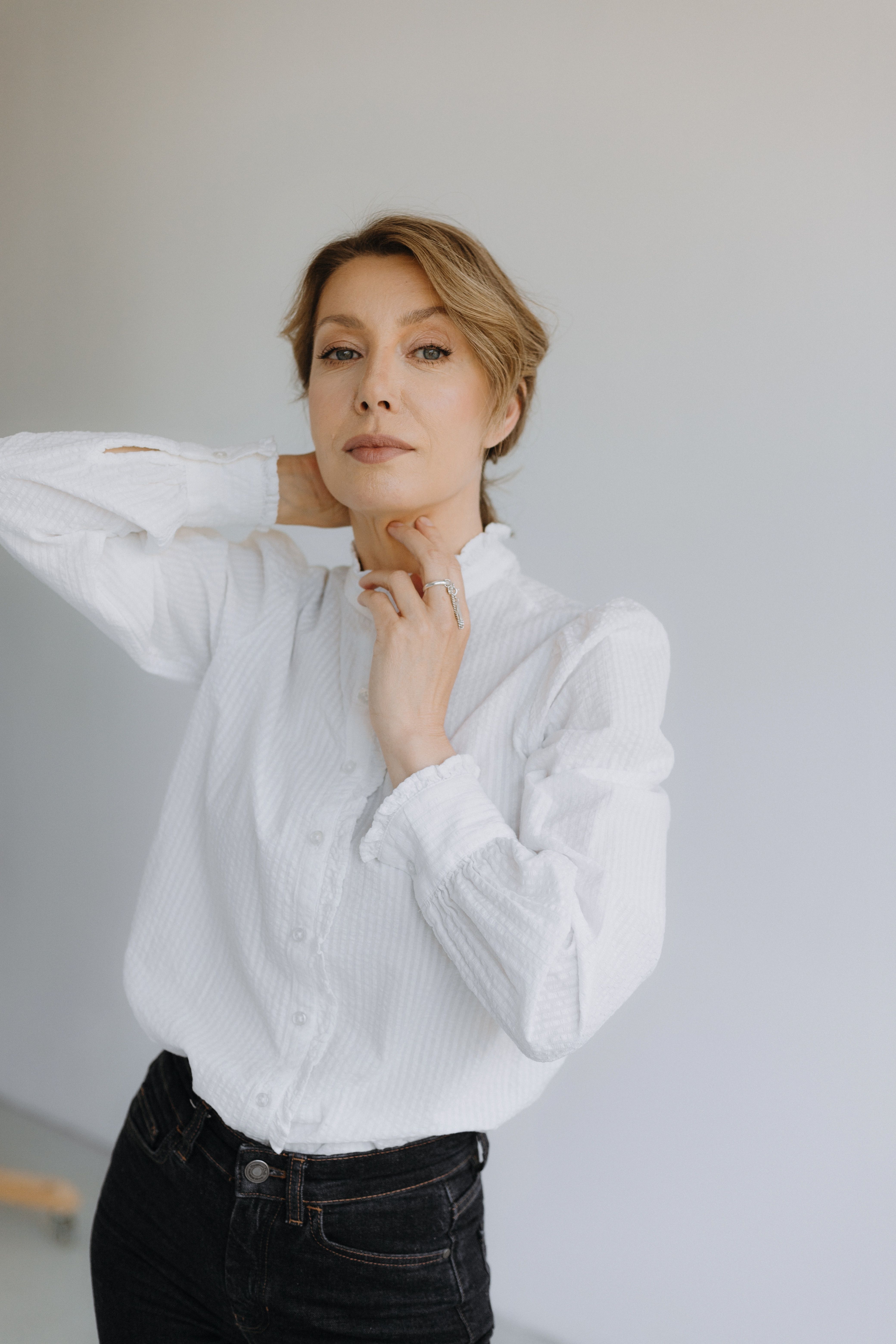 Portrait of Woman Wearing White Shirt · Free Stock Photo