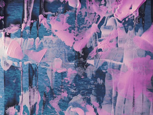 Photo of Blue and Pink Abstract Painting