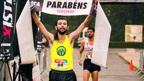 Ücretsiz Maratonu Kazanan Bir Adam Stok Fotoğraflar