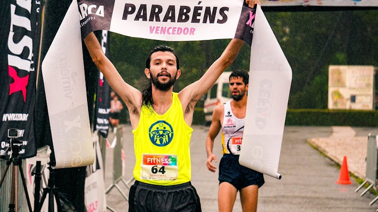 A Man Winning The Marathon