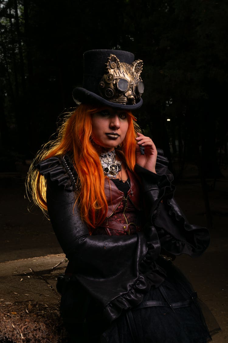 Steampunk Woman In Top Hat